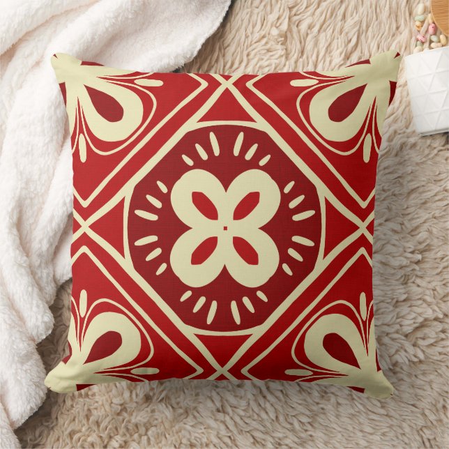 Red tile pattern kudde (Filt)