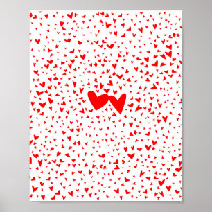 Red Tiny Kärlek Hearts Background Poster