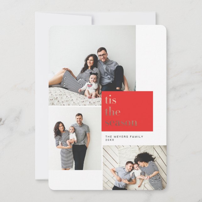 Red Tis-Helgdag för säsong-guldfärgen Inbjudningar (Framsida)