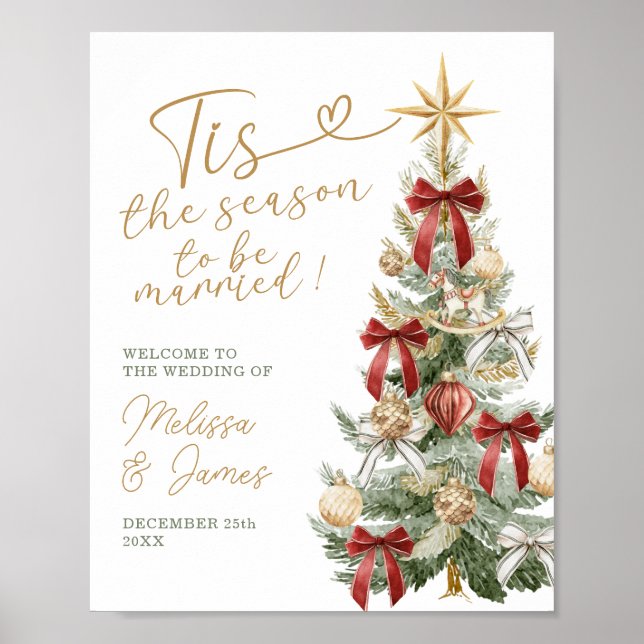 Red Tis the Season to be Married Wedding Welcome Poster (Framsidan)