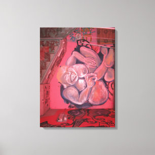 Red Tjock Dam Graffiti Street art, riktig världsko Canvastryck