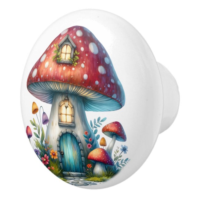 Red Toadstool Fairy House Knopp (Höger)