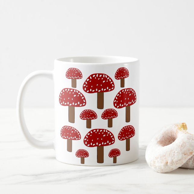 Red Toadstool Forest Mushroom Kaffemugg (Med munk)