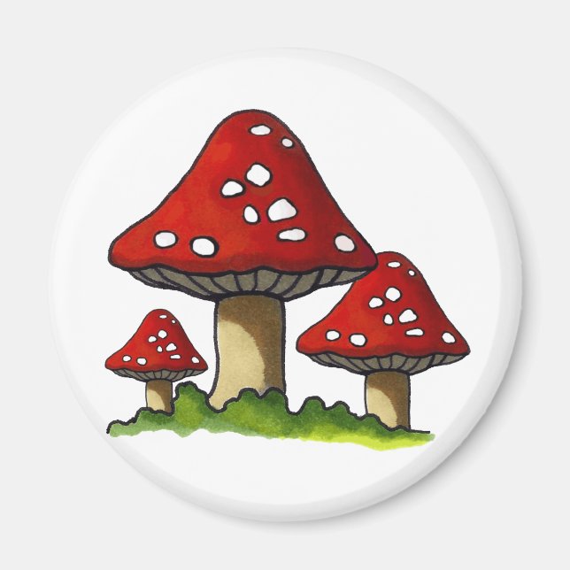 Red Toadtstools, Mushroom: Freehand Art Magnet (Framsidan)
