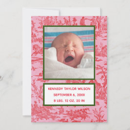 Red Toile Birance Card Meddelande