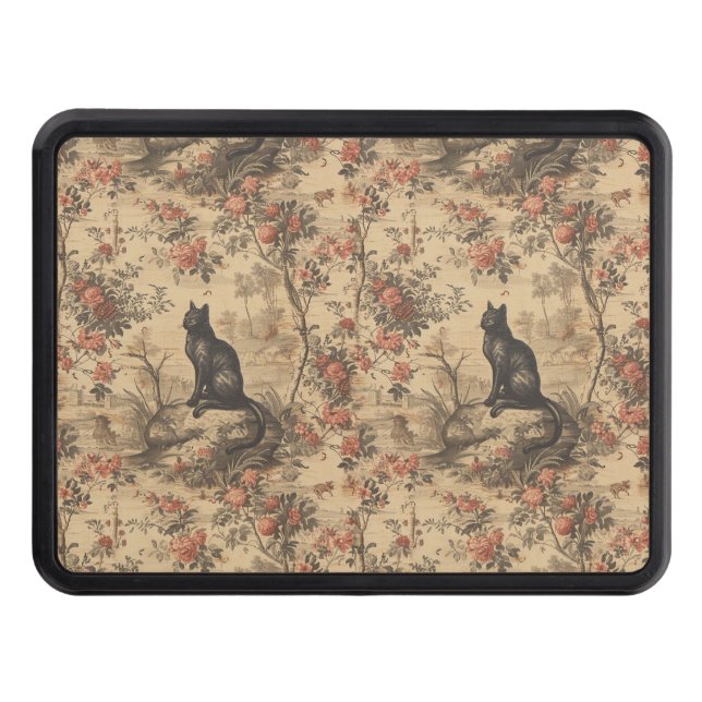 Red Toile Chinoiserie Cat Damask Dragkroksskydd (Framsidan)