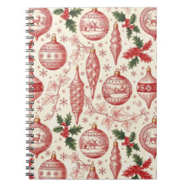 Red Toile Chinoiserie Christmas Ornaments Anteckningsbok