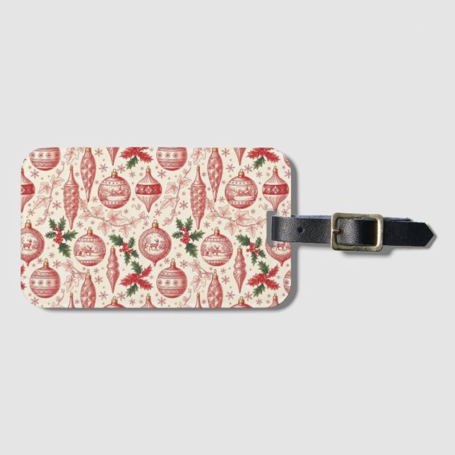 Red Toile Chinoiserie Christmas Ornaments Bagagebricka (Framsida horisontal)