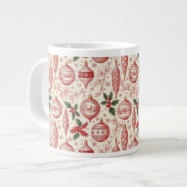 Red Toile Chinoiserie Christmas Ornaments Jumbo Mugg