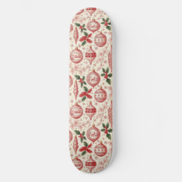Red Toile Chinoiserie Christmas Ornaments Mini Skateboard Bräda 18,5 Cm