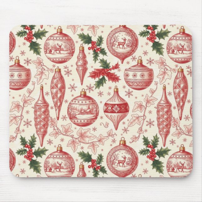 Red Toile Chinoiserie Christmas Ornaments Musmatta (Framsidan)