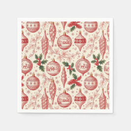 Red Toile Chinoiserie Christmas Ornaments Pappersservett