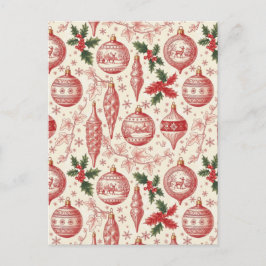 Red Toile Chinoiserie Christmas Ornaments Vykort