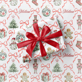 Red Toile Christmas Wrapping Paper Red Bow Presentpapper