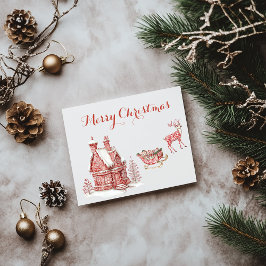 Red Toile jul Vykort