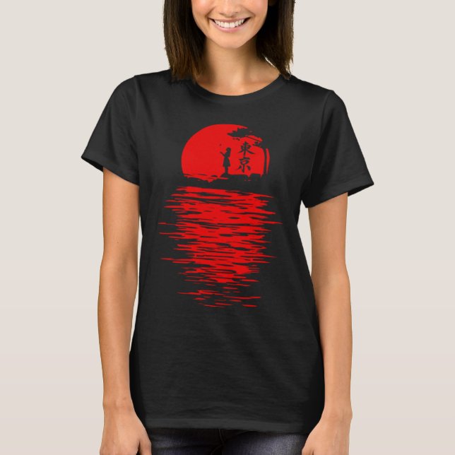 Red Tokyo Japanska Måne tonåring flickor T Shirt (Framsida)