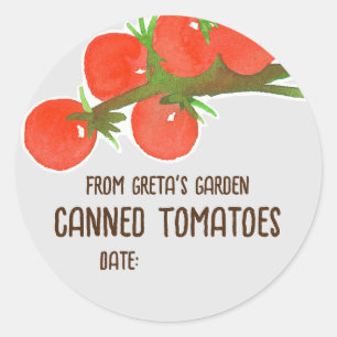 Red Tomates Homemade Canning Burk-etikett Runt Klistermärke