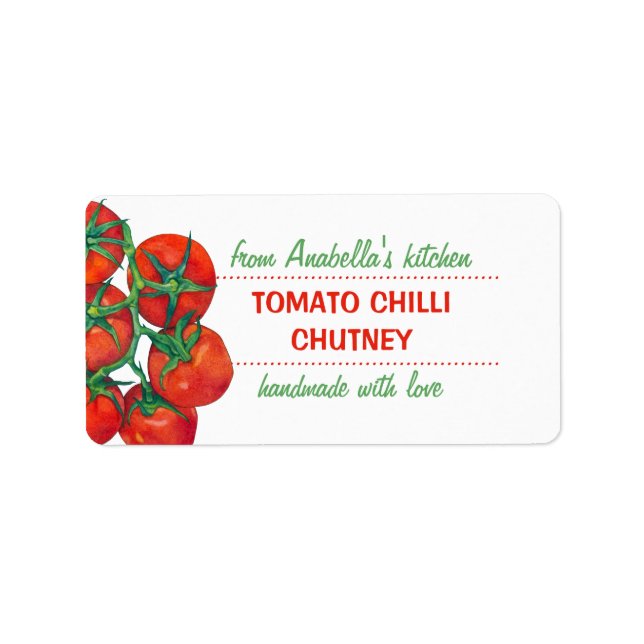 Red Tomates Kitchen Preserve Label Adressetikett (Framsidan)