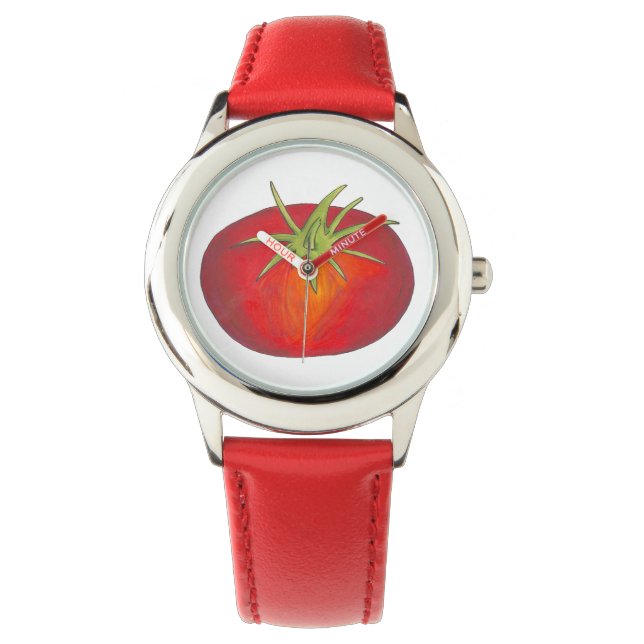 Red Tomato Tomatis Vegetable Veggie Foodie Watch Armbandsur (Framsida)