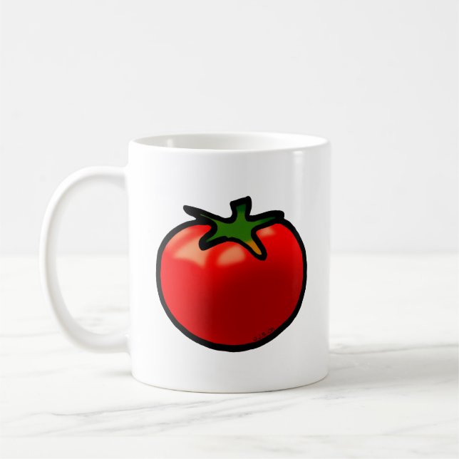 Red Tomato Whimsical Anpassningsbar Art Kaffemugg (Vänster)