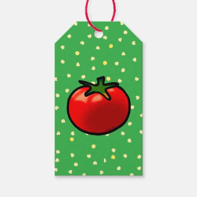 Red Tomato Whimsical Anpassningsbar Art Presentetikett (Framsidan)