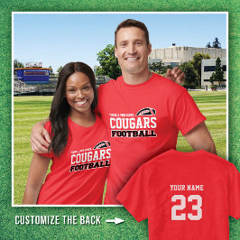 Red Tomball High School Cougars Football namn # T Shirt