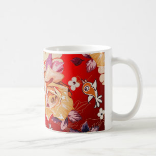 Red Tones Rustic Hand plockade Ro & Birds Kaffemugg