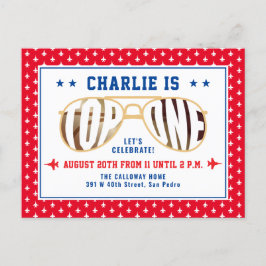 Red TopOne Fighter Pilot Thélig First Birthday Vykort