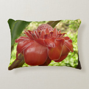 Red Torch Ginger Tropical Blomsterfotografi Prydnadskudde