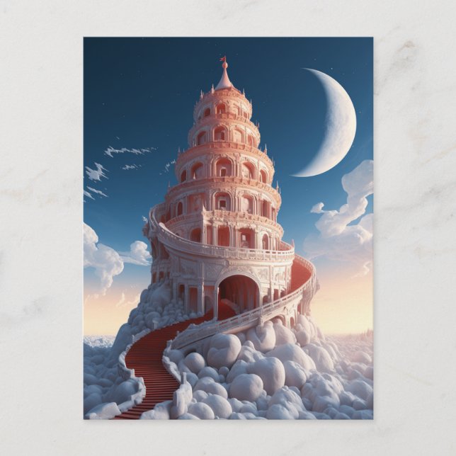 Red Torn Winter Ligcape Fantasy Art Vykort (Framsida)