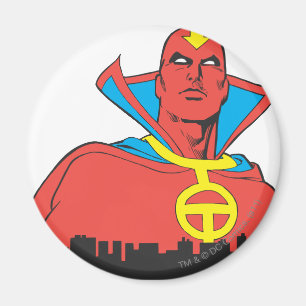 Red Tornado bakom Cityscape Magnet