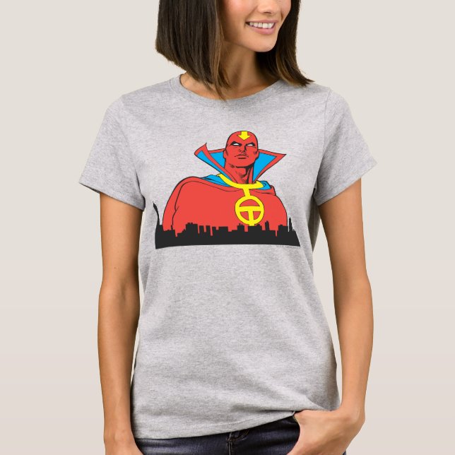 Red Tornado bakom Cityscape T-shirt (Framsida)
