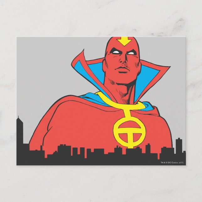 Red Tornado bakom Cityscape Vykort (Framsida)