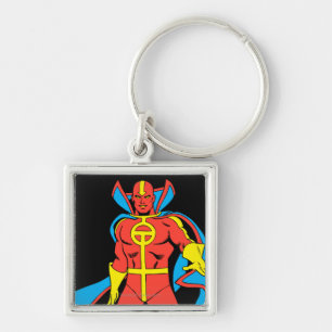 Red Tornado Pose Fyrkantig Silverfärgad Nyckelring