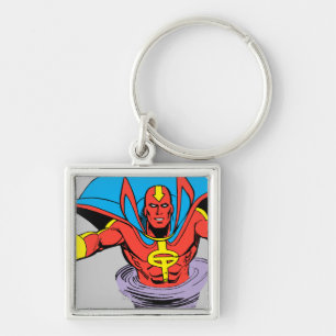 Red Tornado Twister Fyrkantig Silverfärgad Nyckelring