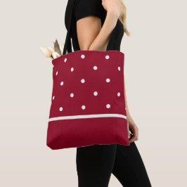 Red Tote med Cream Dots - Perfekt för Helgdagar Tygkasse