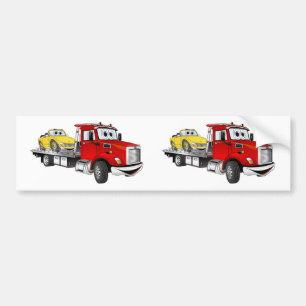 Red Tow Lastbil Flatbed Tecknad Bildekal