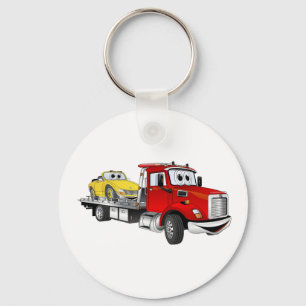 Red Tow Lastbil Flatbed Tecknad Nyckelring