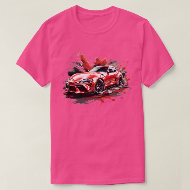 Red Toyota Supra Mk4 T Shirt (Design framsida)