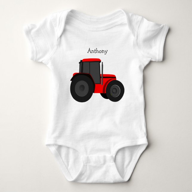 Red Tractor Anpassningsbar Baby Bodykostym T Shirt (Framsida)