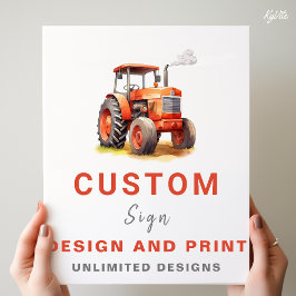 Red Tractor Anpassningsbar Personlig Birthday Sign Poster
