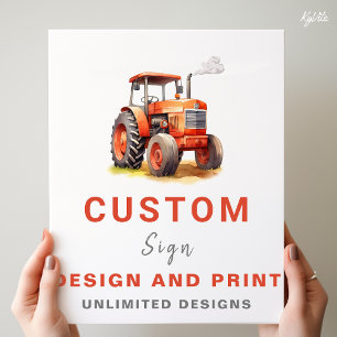 Red Tractor Anpassningsbar Personlig Birthday Sign Poster