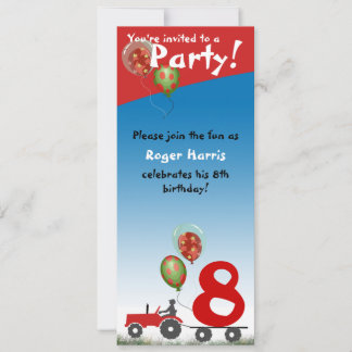 Red Tractor Birthday Inbjudan
