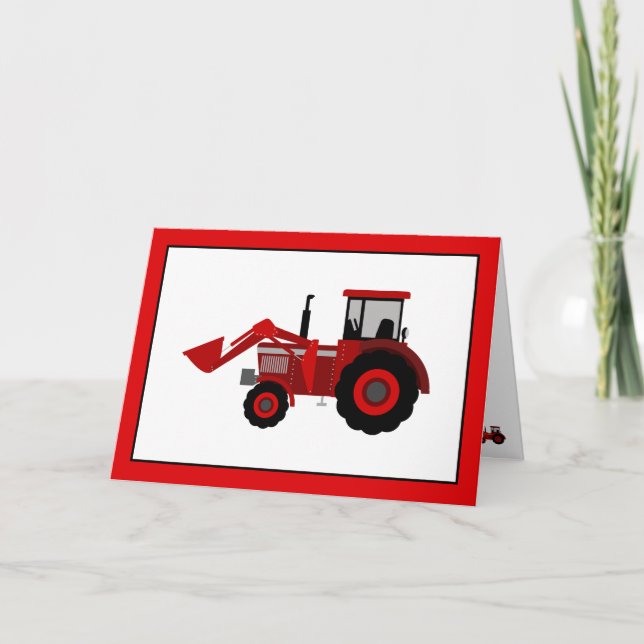 Red Tractor Birthday Kort (Framsida)