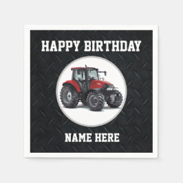 Red Tractor Birthday Namn Farmer Pappersservett