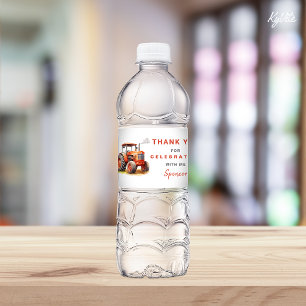 Red Tractor Birthday Vattenflaska Label Wrapper Vattenflaskor Etikett