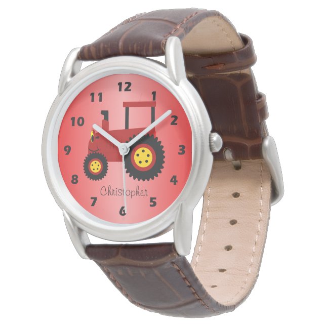 Red Tractor Design Personalised Armbandsur (Vinklad)