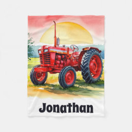 Red Tractor Farm Boy Blanket Personlig Fleecefilt