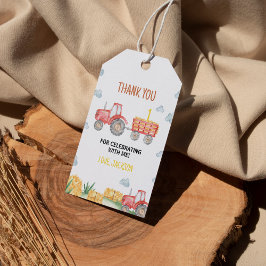 Red Tractor Farm Födelsedagsfest Tack Märkre Presentetikett