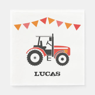 Red Tractor Födelsedagsfest Papper Napkins Pappersservett